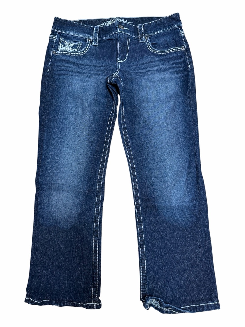 Maurices Premium Size 13/14 Long Dark Wash Bootcut Stretch Jeans Shortened